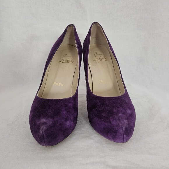 Christian Louboutin Fifi 100 Suede Pumps Purple - Size 10 - Picture 1 of 13